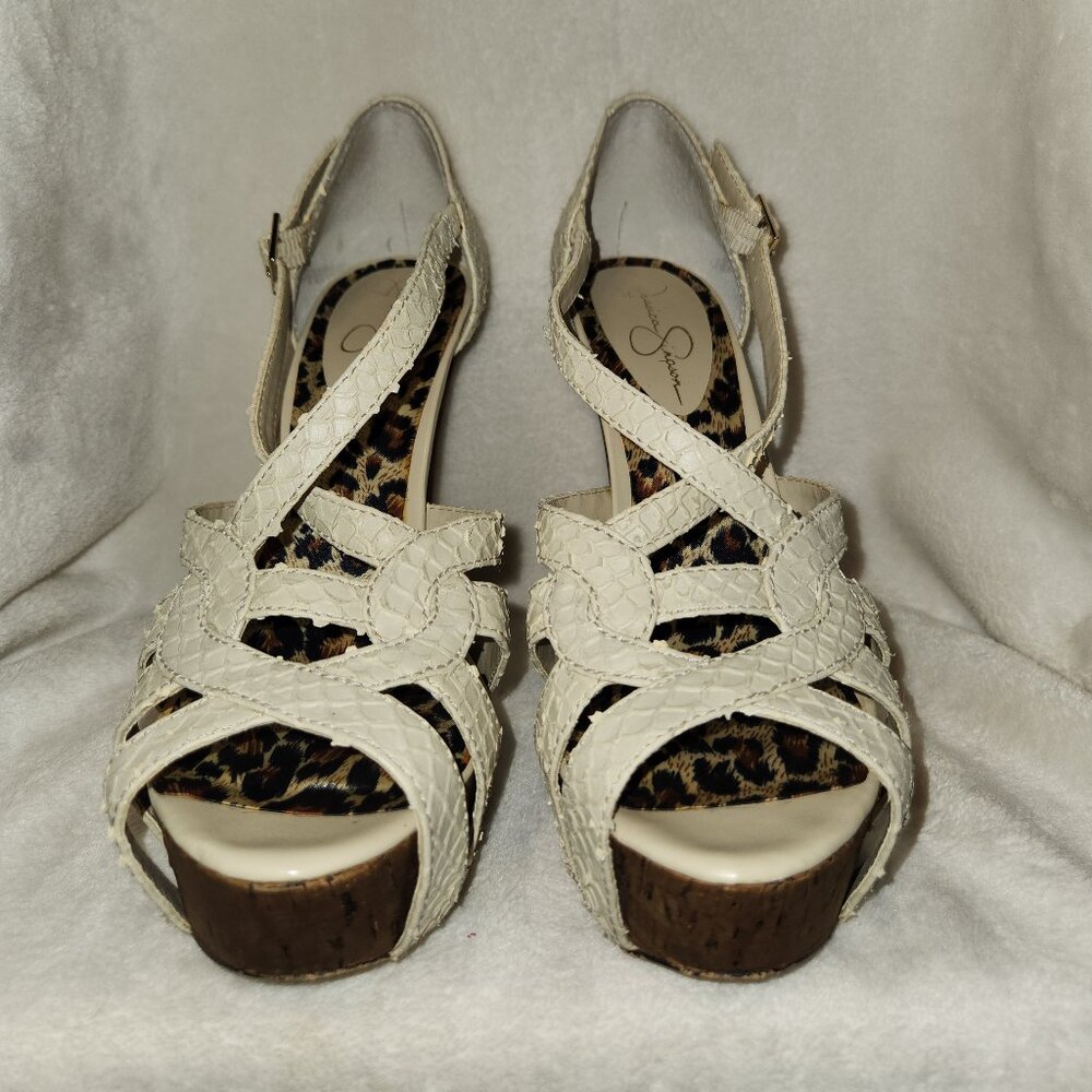 Jessica Simpson Nude Color Cobra Stamped Snake Heels